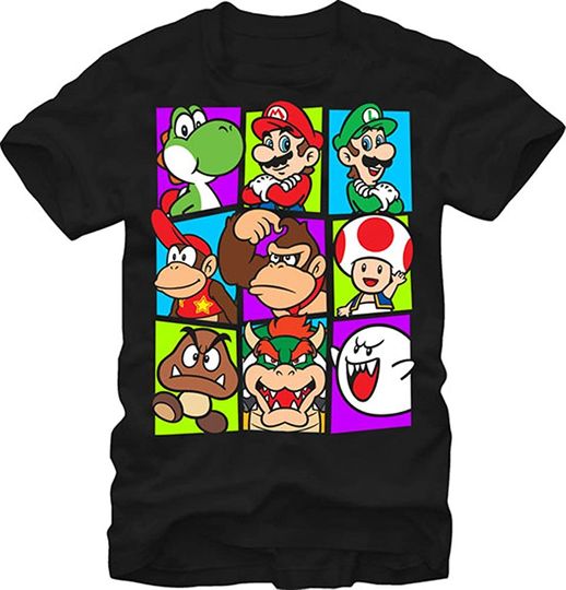 Discover Camiseta Unissexo Manga Curta Super Mario Bros. E Personagens de Desenhos Animados
