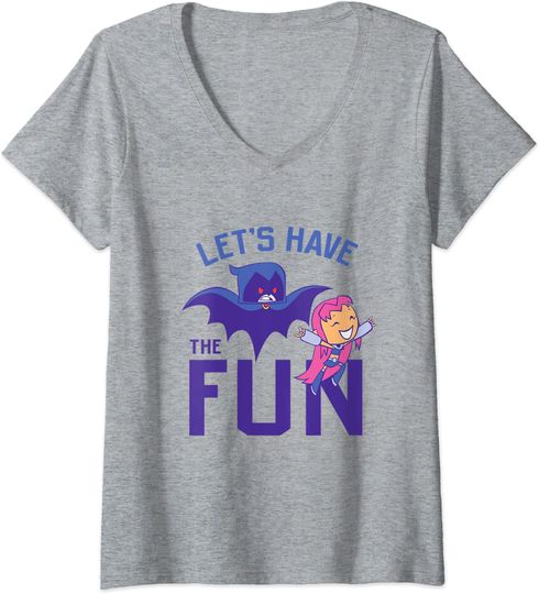 Discover T-shirt para Mulher Teen Titans Go Let's Have The Fun Decote em V