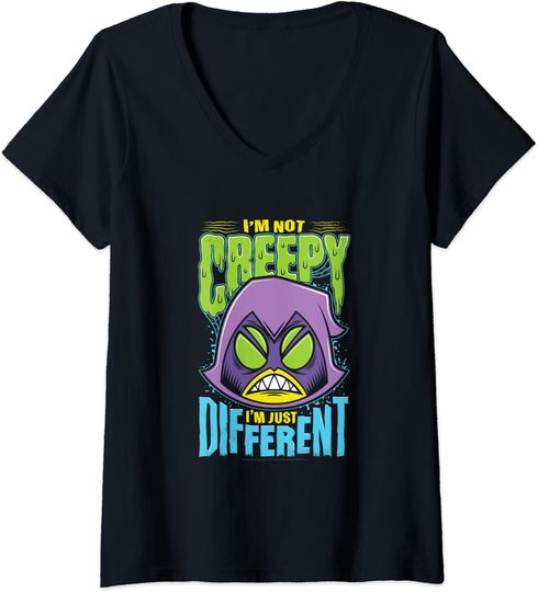 Discover T-shirt para Mulher Teen Titans Go Raven I’m Just Different Decote em V