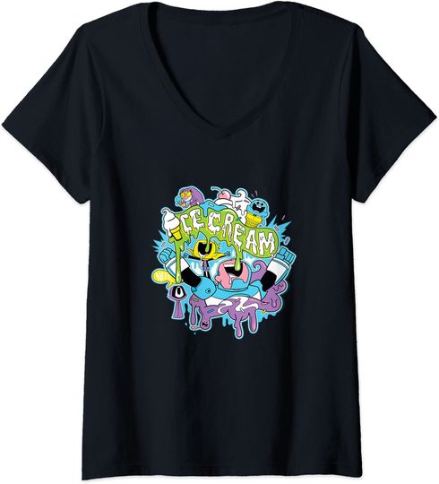 Discover T-shirt para Mulher Teen Titans Go Ice Cream Decote em V