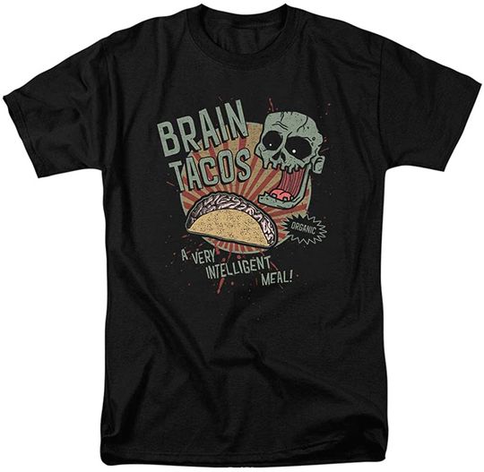 Discover Camiseta Unissexo Manga Curta Brain Tacos Zombie