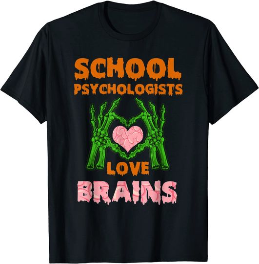 Discover Camiseta Unissexo Manga Curta Terror School Psychologists Love Brains