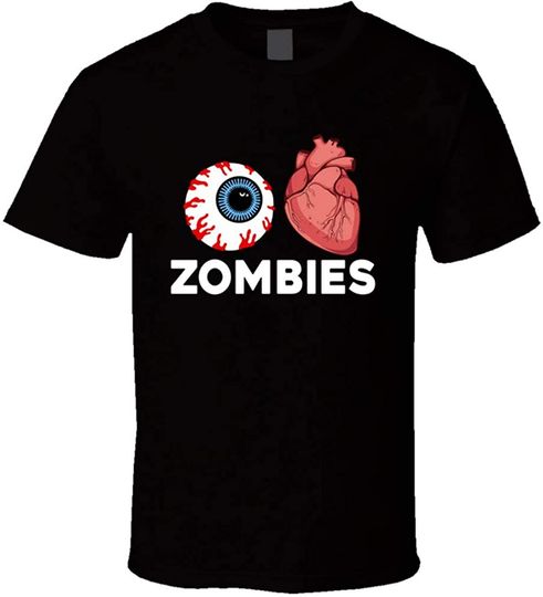 Discover Camiseta Unissexo Manga Curta Zumbi Olhos Manchados de Sangue Coração