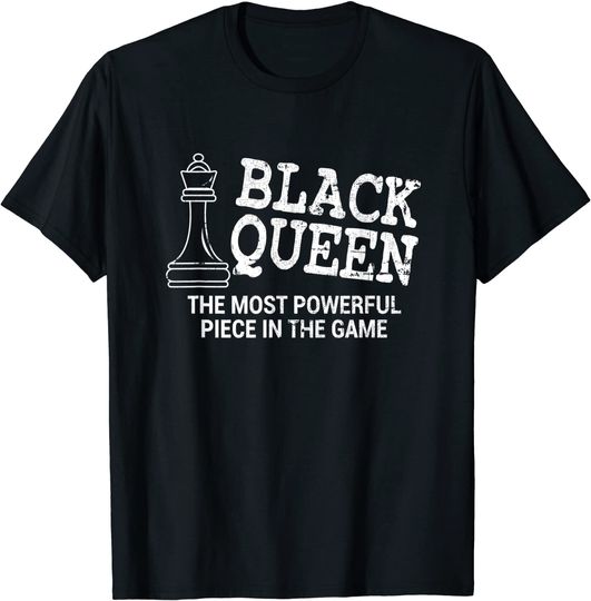 Discover T-shirt para Homem e Mulher Black Queen Peça Mais Poderosa do Jogo de Xadrez