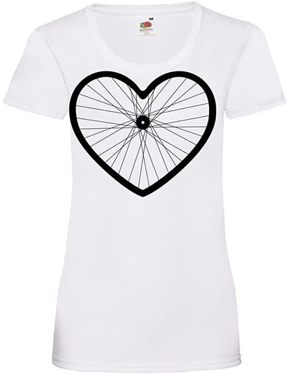 Discover Camiseta de Mulher Manga Curta Roda de Bicicleta Em Forma de Coração