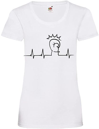 Discover Camiseta de Mulher Manga Curta Batimentos de Coração E Punhos de Boxe