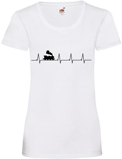 Discover Camiseta de Mulher Manga Curta Batimentos de Coração E Comboio