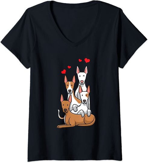 Discover T-shirt de Mulher com Decote Em V Cães Adoráveis
