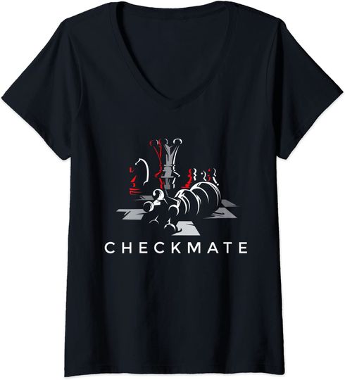 Discover T-shirt para Mulher Checkmate Xadrez Decote em V