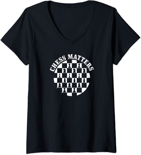 Discover T-shirt para Mulher Presente parra Amantes de Xadrez Decote em V