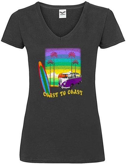Discover T-shirt de Mulher com Decote Em V Viagem Marítima Coast To Coast