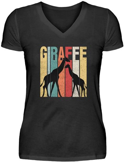 Discover Camiseta Unissexo com Decote Em V Vintage Manada de Girafas