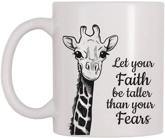 Discover Caneca de Cerâmica Clássica Girafa Let Your Faith Be Taller Than Your Fears