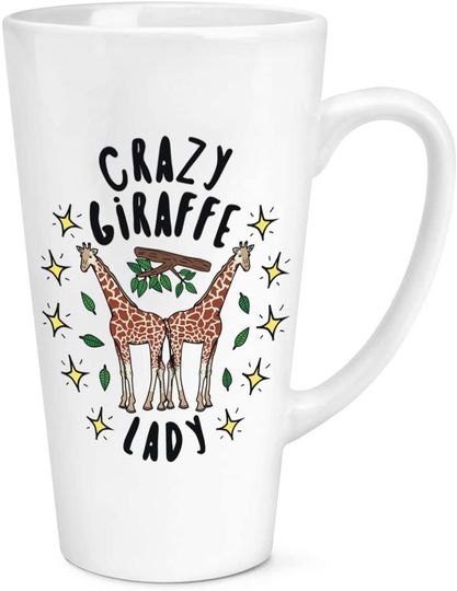 Discover Caneca de Cerâmica Branca com Leite Crazy Giraffe Lady 500ml