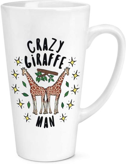 Discover Caneca de Cerâmica Branca com Leite Crazy Giraffe Man 500ml