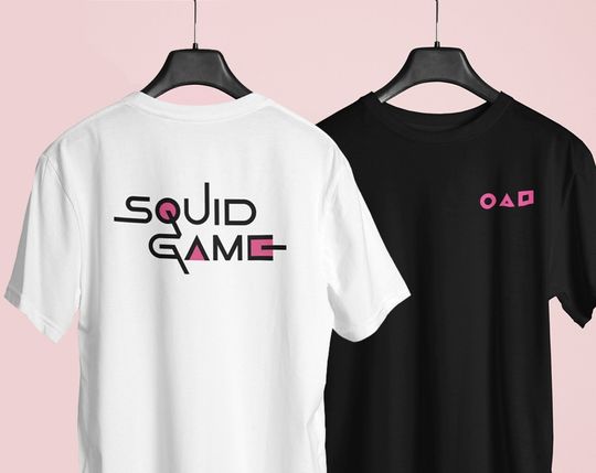Discover T-shirt para Homem e Mulher Squid Game com Impressão de Frente e Verso
