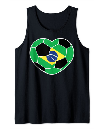 Discover Brazil Soccer Ball Heart Jersey Brazilian Football Tank Top