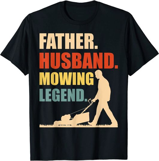 Discover Camiseta Unissexo Manga Curta Estilo Retrô Father Husband Mowing Legend