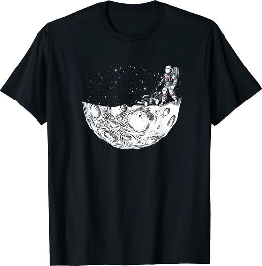 Discover Camiseta Unissexo Manga Curta Astronautas Cortando Grama No Espaço
