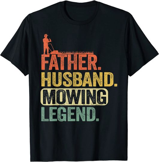Discover T-Shirt Unissexo Manga Curta Vintage Father Husband Mowing Legend