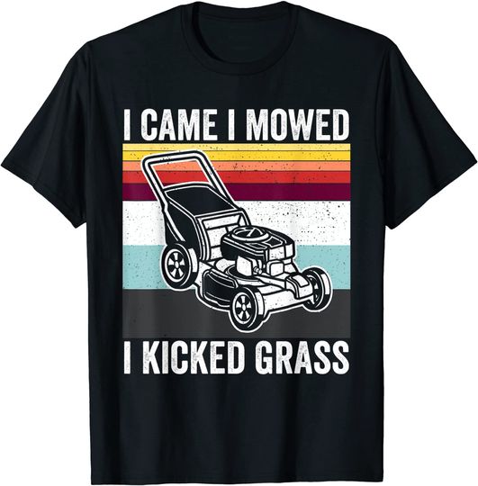 Discover T-shirt Unissexo Manga Curta Cortador de Grama com Texto Em Inglês I Came I Mowed I Kicked Grass