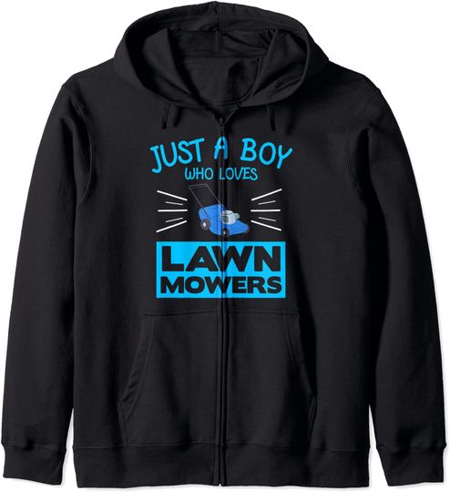 Discover Hoodie Sweater Unissexo com Capuz e Fecho-Éclair Just A Boy Lawn Mowers