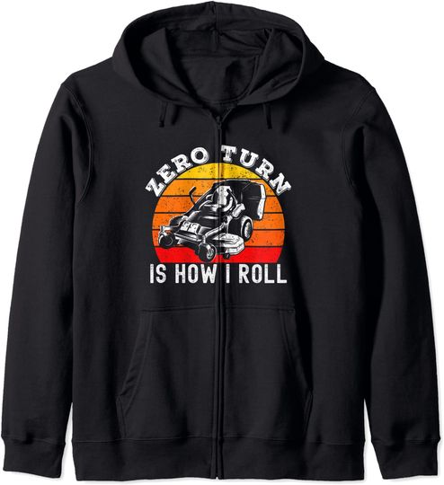 Discover Hoodie Sweatshirt com Capuz e Fecho-Éclair Vintage para Homem e Mulher Zero Turn Is How I Roll