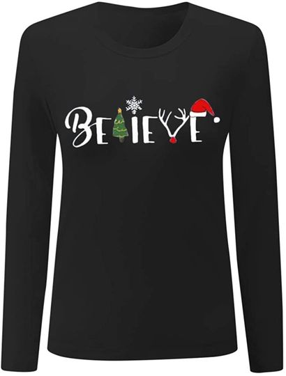 Discover Camisola T-Shirt de Mangas Compridas para Homem e Mulher Natal Acredite Em Jesus