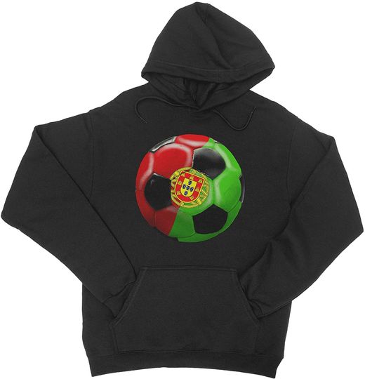 Discover Hoodie Sweatshirt Unissexo com Capuz Bola Estampada com Bandeira Portuguesa Presente Ideal para Os Amantes de Futebol