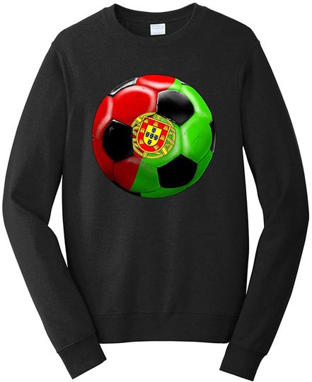 Discover Suéter Sweatshirt para Homem e Mulher Bola Estampada com Bandeira Portuguesa Presente Ideal para Os Amantes de Futebol