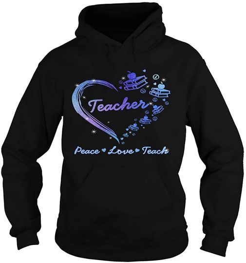 Peach Love Teach Presente para Professores | Hoodie Sweatshirt com Capuz para Homem