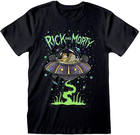 T-Shirt Camisete Manga Curta para Homem e Mulher Rick e Morty Voam para O Espaço