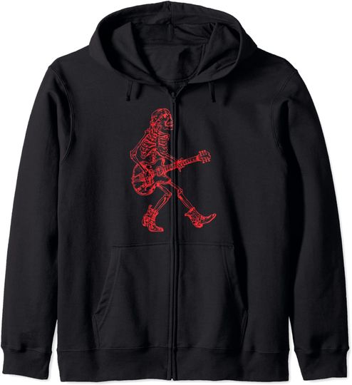 Discover Hoodie Sweatshirt de Terror com Capuz para Homem e Mulher Esqueleto Segurando Guitarra