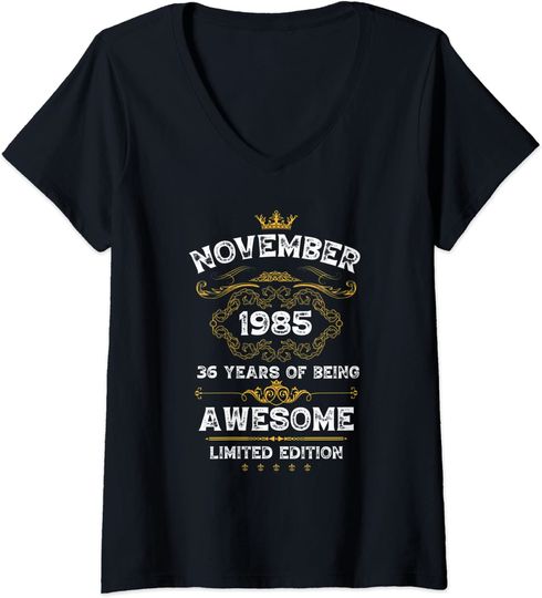 Discover Vintage Novembro 1997 | T-shirt Camisete de Mulher com Decote Em V