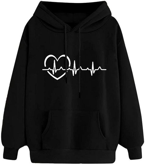 Discover Hoodie Sweater com Capuz para Homem e Mulher Batimentos de Coração