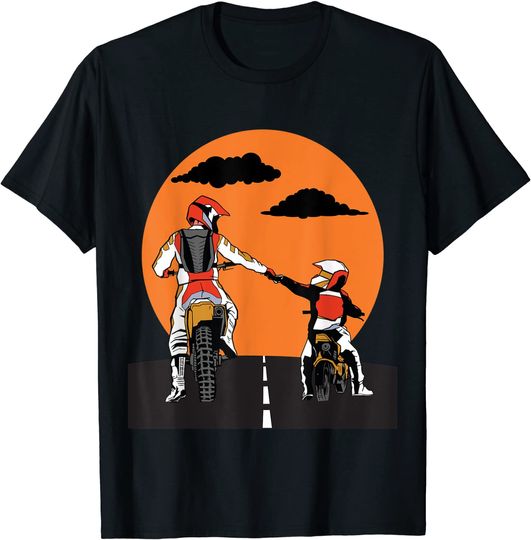Discover T-shirt para Homem e Mulher Motociclista Motocross Pai Filho em Moto