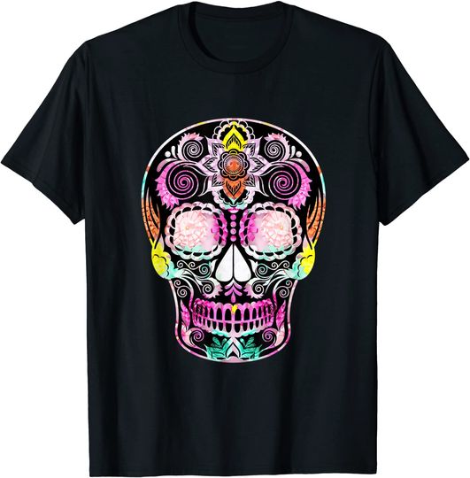 Discover T Shirts Estampadas Crânio de Açúcar Dia dos Mortos | Camiseta Manga Curta para Homem e Mulher
