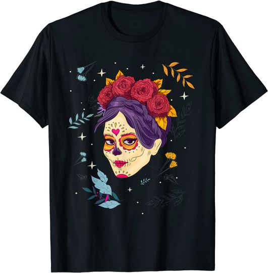 Discover Senhora dos Mortos Dia dos Mortos | T-Shirt Camiseta Manga Curta Decoração com Flores