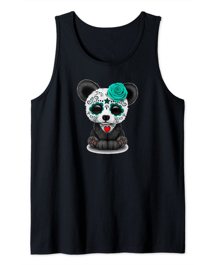 Discover T-shirt Camisola sem Mangas para Homem e Mulher Dia dos Mortos Sugar Skull Panda