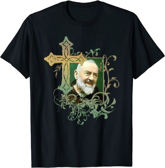 Discover T-Shirt Camisete Manga Curta Unissexo Cruz de Oração de São Pai Pio para Católicos Santos