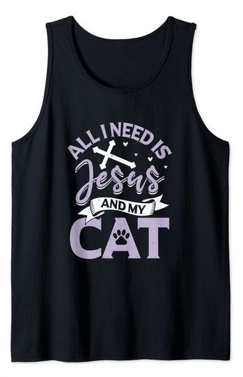 Discover T shirt Engraçada Tudo Que Eu Preciso É de Jesus E Meu Gato | Camiseta sem Mangas para Homem e Mulher