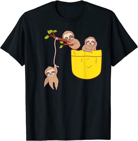 T-shirt Camisete Manga Curta para Homem e Mulher Presente Ideal para Amantes de Preguiça