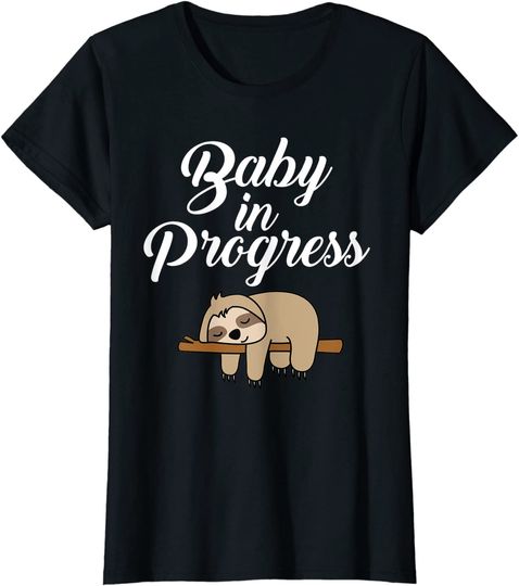 Discover T-shirt Camiseta de Mulher Manga Curta Preguiça Bebé Em Progresso