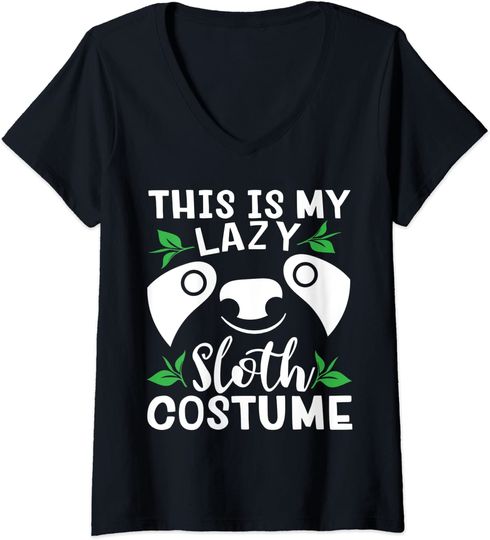 Discover T-Shirt Engraçadas Preguiça Esta É A Minha Fantasia de Preguiça Preguiçosa | Camiseta de Mulher com Decote em V