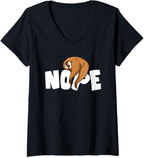 Discover T-shirt Engraçada Preguiça Nada | Camiseta de Mulher com Decote em V