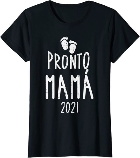 Discover T-shirt para Mulher Pronto Mamá 2021 Futuro Anúncio Gravidez