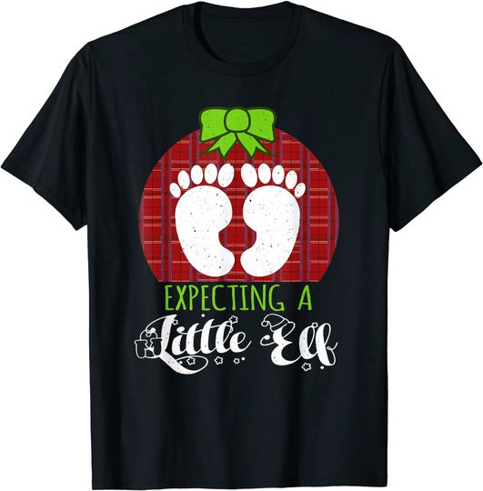 Discover T-shirt de Natal com Bebê Revelado Esperando por um Elfo Temporada de Gravidez
