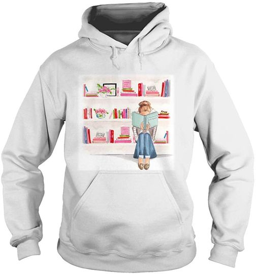 Discover Hoodie Sweater com Capuz para Homem e Mulher Menina A Ler Livro Na Biblioteca Presente Ideal para Amantes de Livros