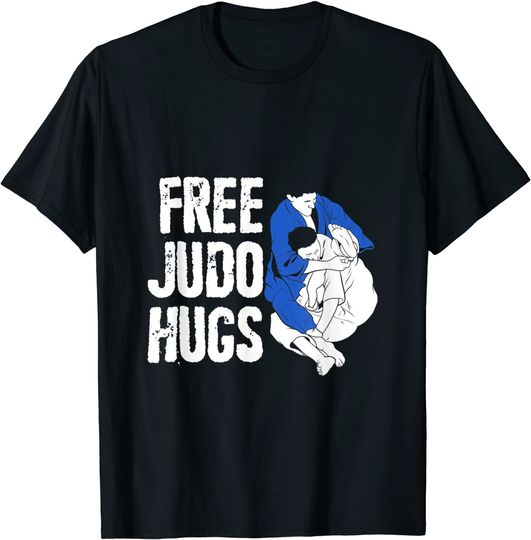 T-Shirt Camiseta Manga Curta para Homem e Mulher Karate Samurai Judo Praticantes de Judô Free Judo Hugs