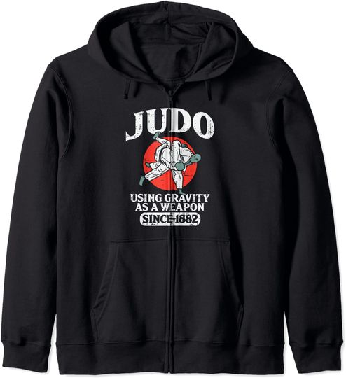 Discover Hoodie Sweatshirt com Capuz e Fecho-éclair Unissexo Vintage Judo Japônes Arte Marcial Combate de Judocas